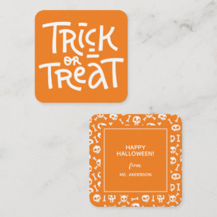 Modern Cute Typography Bus eller godis Halloween Tilläggskort