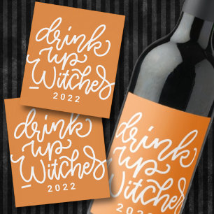 Modern Cute Typography Funny Halloween-citat Vinflaska Etikett