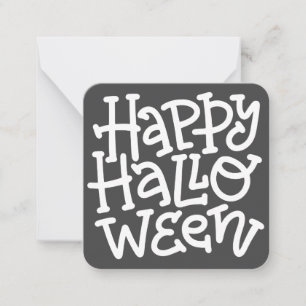 Modern Cute Typography White Skull Happy halloween Anteckningskort