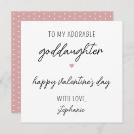 Modern Cute Valentine Day Card för Goddotter Kort