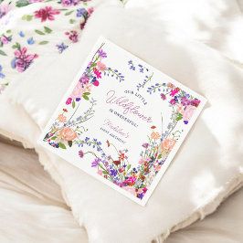 Modern Cute Vår Boho Wildblomma 1:a födelsedagen Pappersservett