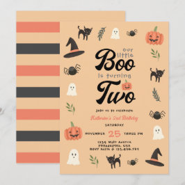 Modern cute Vår lilla boon Halloween 2:a födelseda Inbjudningar