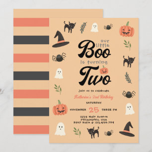 Modern cute Vår lilla boon Halloween 2:a födelseda Inbjudningar