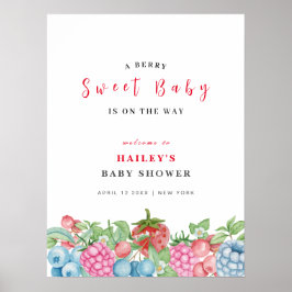 Modern Cute Vild Berry Sweet Baby Shower Välkommen Poster