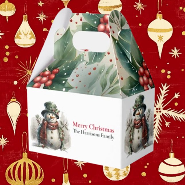 Modern Cute Watercolor jul Snö man Önskemål Presentaskar (Spread joy this holiday season with our Modern Cute Watercolor Christmas Snowman Wishes Favor)