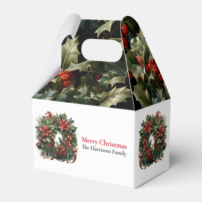 Modern Cute Watercolor-Önskemål, julkrans Presentaskar (Framsidan Sidan)