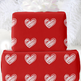 Modern Cute White Red Hearts Elegant Romantic Kärl Presentpapper