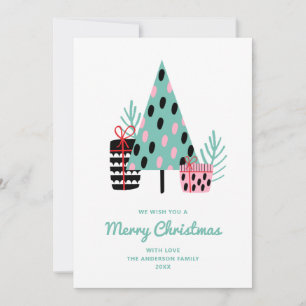 Modern Cute Winter Träd God jul Hälsning Julkort