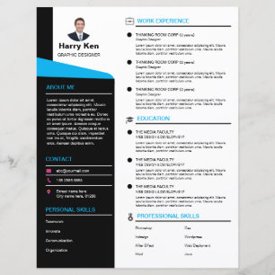 Modern CV-mall Anpassningsbar Foto Blå CV