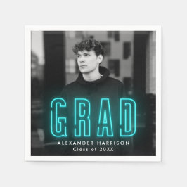 Modern cyan Neon Photo Studenten Pappersservett