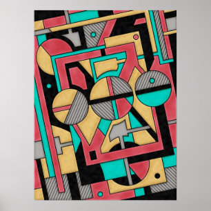 Modern cyberpunk Geometric Abstrakt Mönster Poster