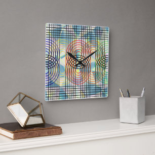 Modern Cyberpunk Geometrisk Op Art Väggklocka