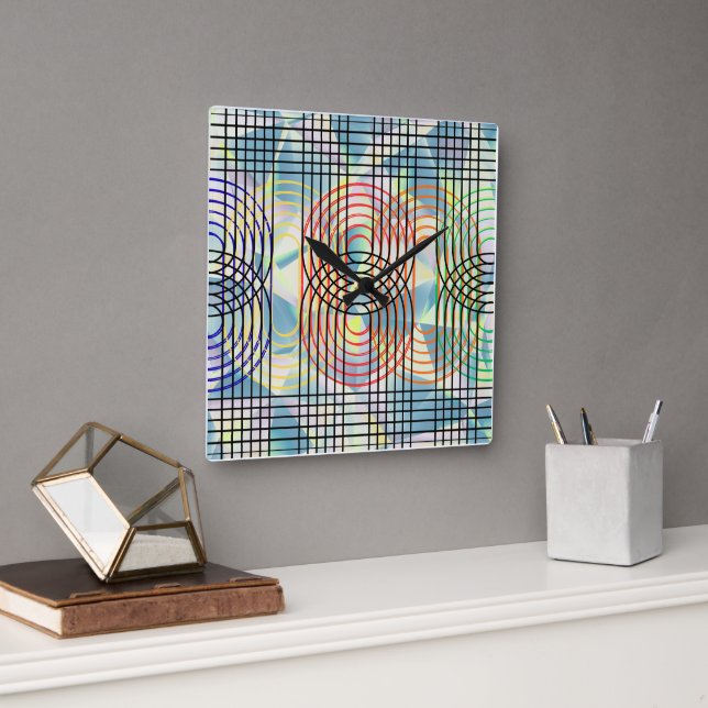 Modern Cyberpunk Geometrisk Op Art Väggklocka (Kontor)