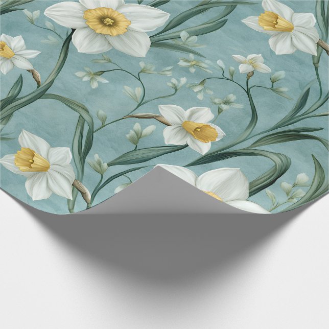 Modern Daffodil Painting Wrapping Papper Roll Presentpapper (Hörn)
