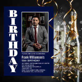 Modern dag i alla åldrar, blått foto i marinen inbjudningar