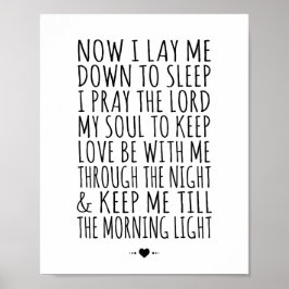 Modern dagerskrift Skriv ut barnens Bedtime Prayer Poster