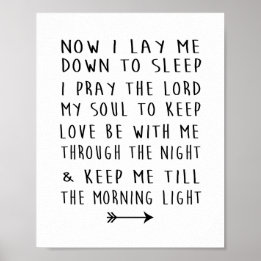 Modern dagerskrift Skriv ut barnens Bedtime Prayer Poster