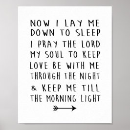 Modern dagerskrift Skriv ut barnens Bedtime Prayer Poster