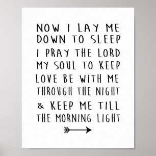 Modern dagerskrift Skriv ut barnens Bedtime Prayer Poster