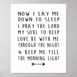Modern dagerskrift Skriv ut barnens Bedtime Prayer Poster