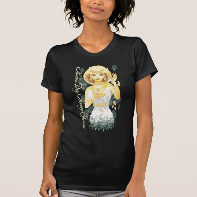 Modern dagpengargudinna - mörk skjorta tee (Framsida)