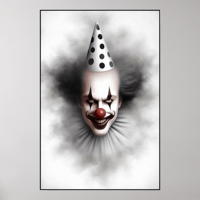 Modern Dags Skräckinjagande Clownporträtt  Poster (Framsidan)