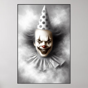 Modern Dags Skräckinjagande Clownporträtt Poster