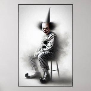 Modern Dags Skräckinjagande Clownporträtt Poster