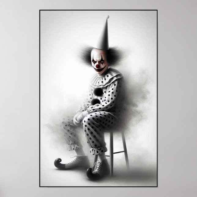 Modern Dags Skräckinjagande Clownporträtt  Poster (Framsidan)