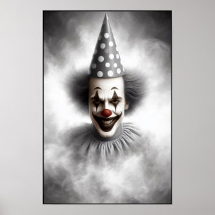 Modern Dags Skräckinjagande Clownporträtt Poster