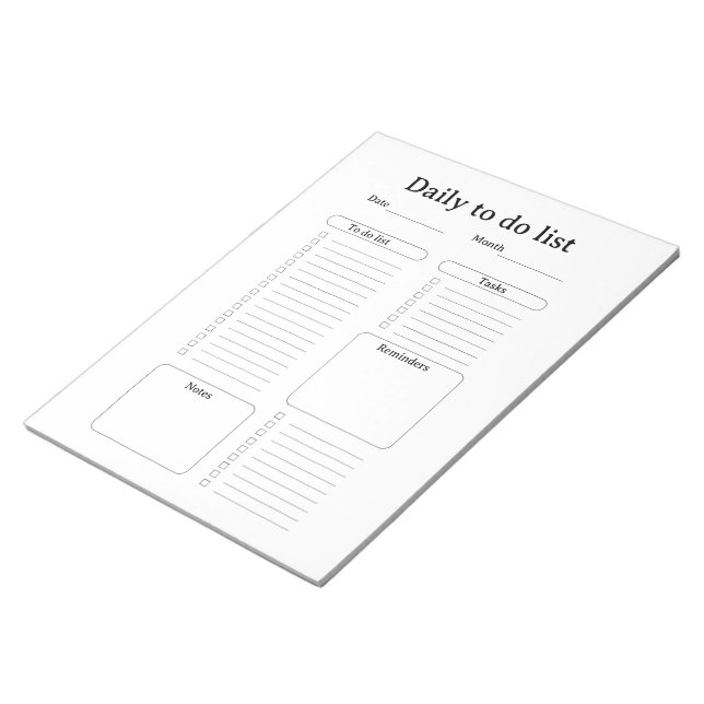 Modern Daily To-Do List Notepad Anteckningsblock (Vinklad)
