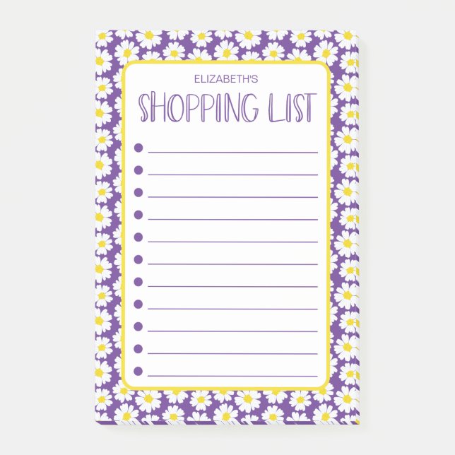 Modern Daisies Inköpslista Post-it Block (Framsida)