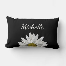 Modern Daisy Black White Cute Blommigt Lumbarkudde