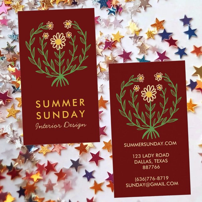 Modern Daisy Blomma Logotyp ANPASSAD Blommig  Visitkort (Modern Daisy Flower Logo CUSTOM Floral Business Card
)