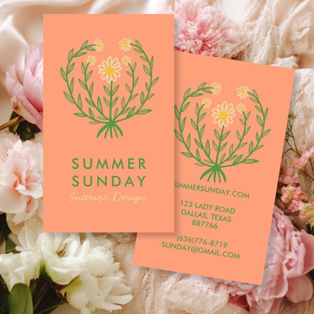 Modern Daisy Blomma Logotyp ANPASSAD Blommig  Visitkort (Modern Daisy Flower Logo CUSTOM Floral Florist Business Card
)