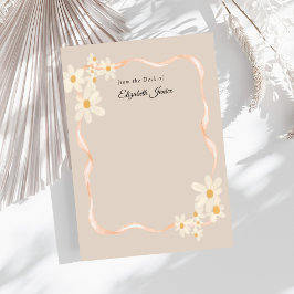 Modern Daisy Blommigt Brown Namn Anteckningskort
