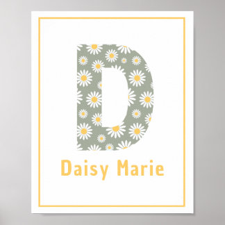 Modern Daisy Brev D-Anpassningsbar - Nursery Skriv Poster