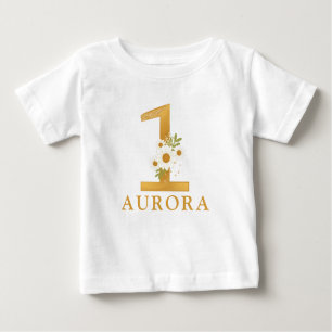 Modern Daisy Flower Girl's 1st Birthday T Shirt
