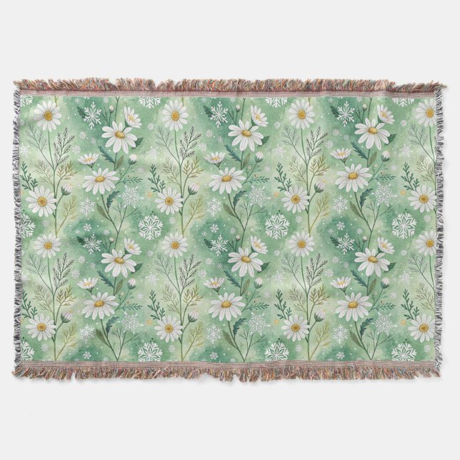 Modern Daisy Flowers Winter Filt (Framsidan)