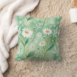 Modern Daisy Flowers Winter pattern Kudde