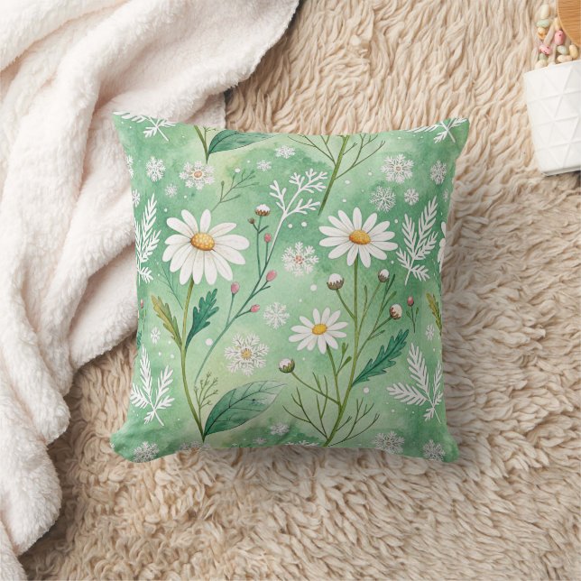 Modern  Daisy Flowers Winter pattern Kudde (Filt)