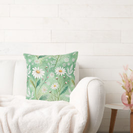 Modern Daisy Flowers Winter pattern Kudde