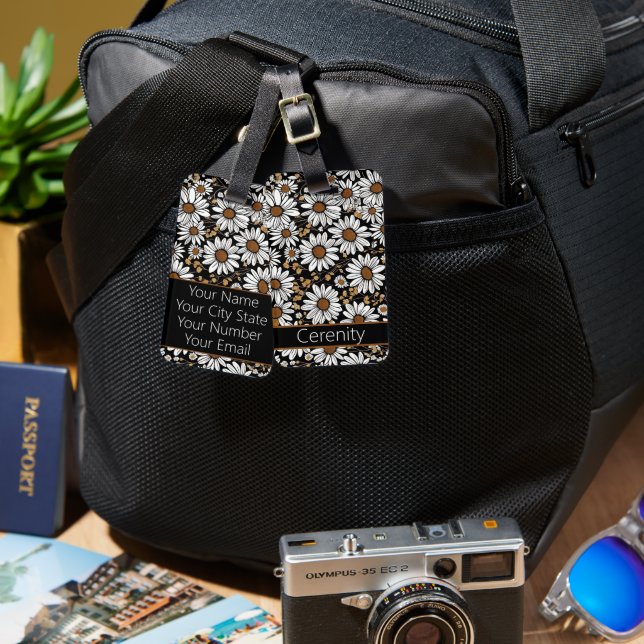 Modern Daisy Mönster Bagagebricka (Fram & Baksida)