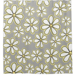 Modern Daisy- och Gult-blommor Grått