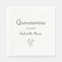 Modern Daisy Quinceañera Elegant Grått Typografi Pappersservett