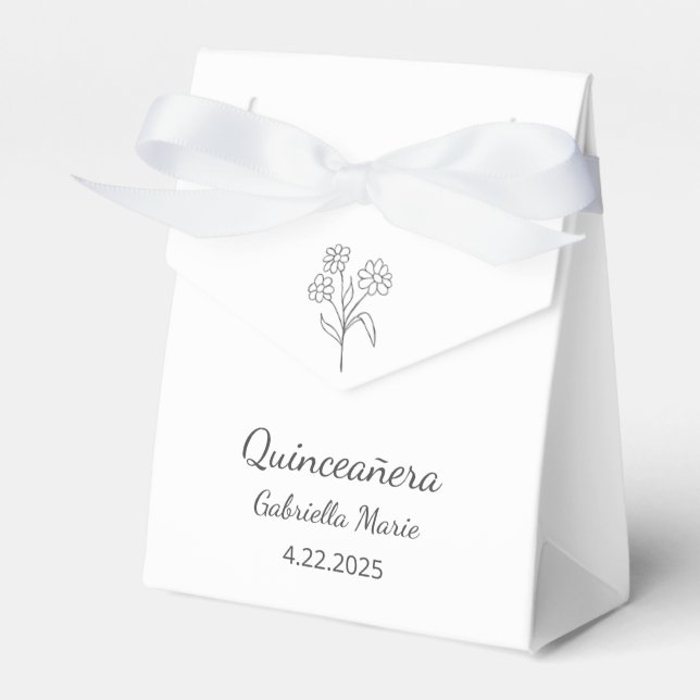 Modern Daisy Quinceañera Elegant Grått Typografi Presentaskar (Framsidan Sidan)