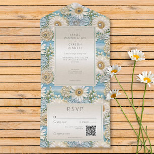 Modern Daisy Satin & Pearls Relief QR-kod