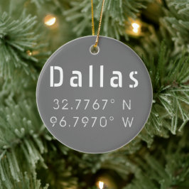 Modern Dallas Latitude och longitud Julgransprydnad Keramik