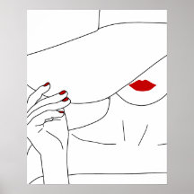 Modern Dam i Het med röd lipstick