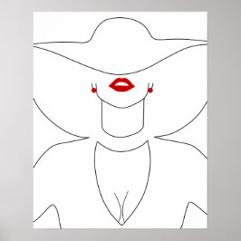 Modern Dam i Het med röd lipstick Poster